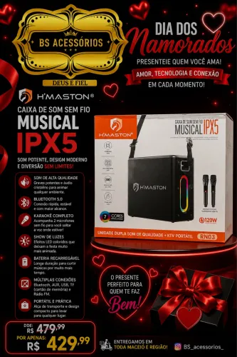 CAIXA DE SOM H?MASTON + 2 MICROFONES SEM FIO 120w