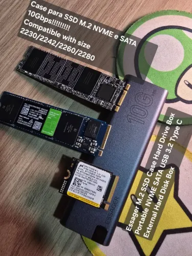 Essager M.2 SSD Case Hard Drive Box Portable NVME SATA USB 3.2 Type C External Hard Disk B
