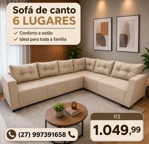 Sofá de canto Modelo PRATA (2.55x1.87) Grandão! Contato *