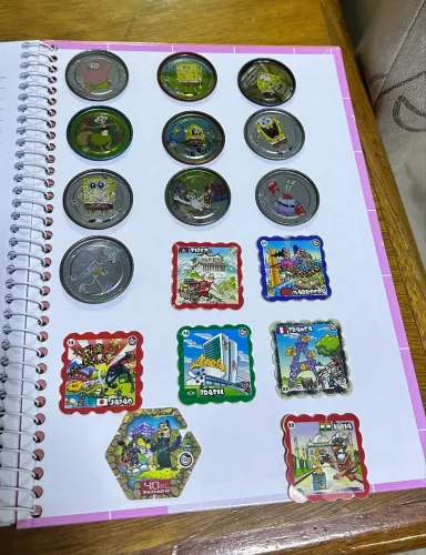 Tazos bob esponja, cadê Cheetos e máquina do tempo