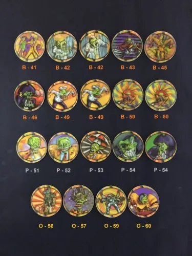 Lote com 19 Gigan Tazos Bronze Prata Ouro Holográficos Coleção O Máskara Elma Chips 1998