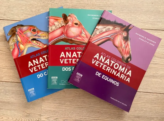 Atlas Colorido de Anatomia Veterinária - Cães e Gatos, Ruminantes e Equinos - 3 Livros