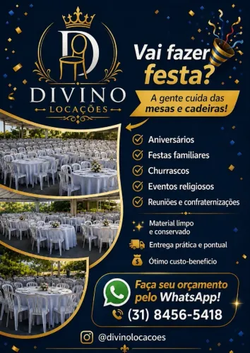 Divino Locações | Aluguel de Mesas e Cadeiras para Festas e Eventos
