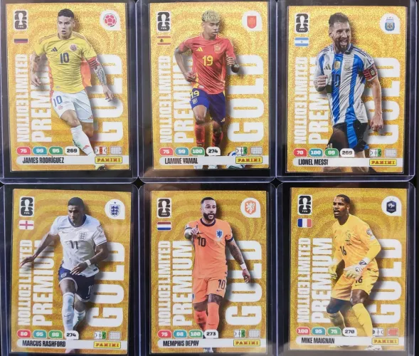 Cards Adrenalyn XL LIMITED EDITION PREMIUM GOLD da Copa do Mundo 2026