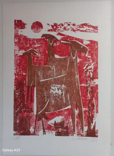 Gravura de Calasans Neto - Quadro em xilogravura