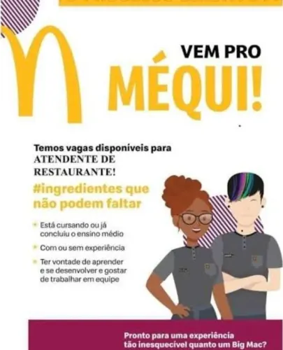 Vaga atendente McDonald's 