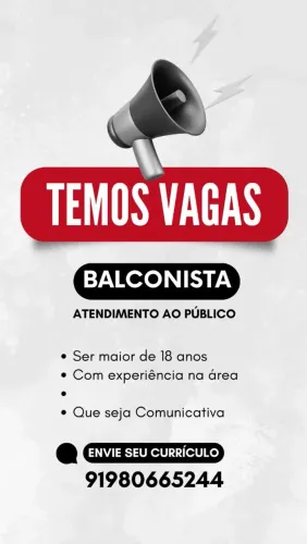 Vaga para atendente de padaria 