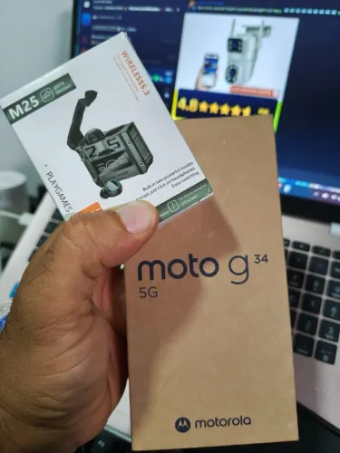 Celular Motorola motog34 5g com fone e capinha de brinde todo original ?