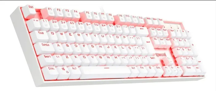 Teclado Redragon Mitra Led Vermelho Lunar White Switch Azul Lunar White Português ABNT2