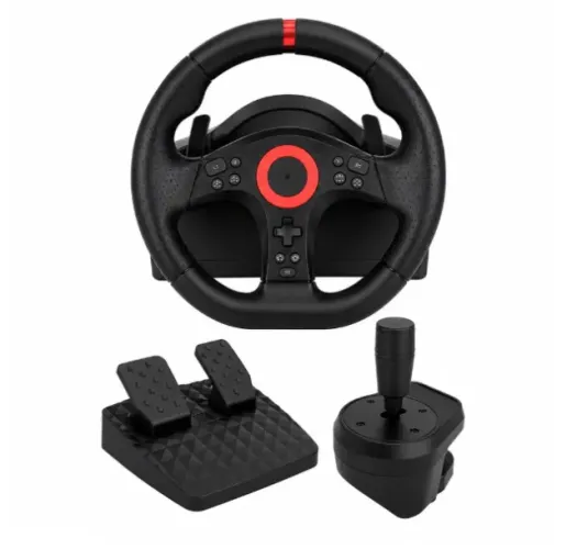 Volante Gamer Com Pedal Câmbio Sequencial Vibração Dupla Para PC Console
