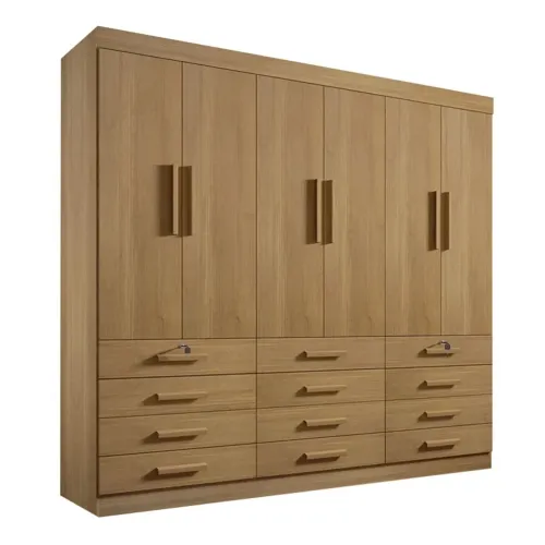 Roupeiro Casal Portas 12 Gavetas Cinamomo Larg. 2.40m rf543