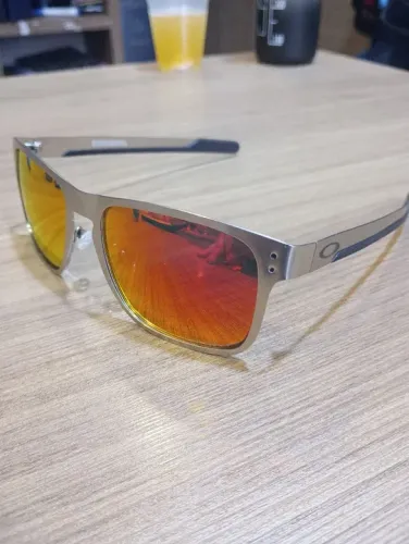 Oakley Holbrolk espelhado prateado metal polarizado lente Prizm