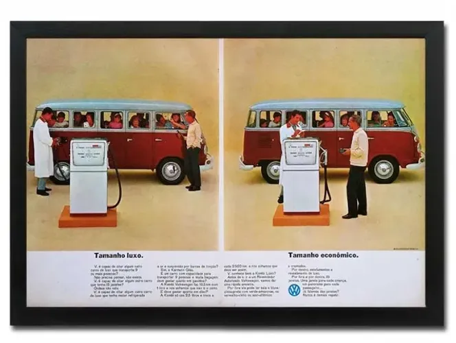 Kombi Luxo corujinha - Quadro decorativo com propaganda original de revista