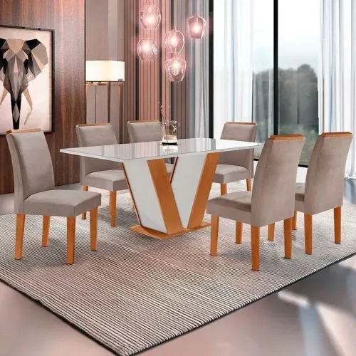 Mesa de Jantar 160x80 com 6 Cadeiras Maya s75
