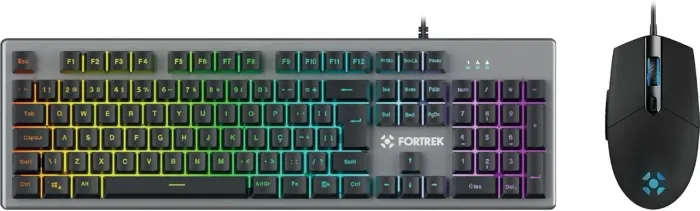 Kit Teclado e Mouse Gamer Fortrek Ranger Rainbow RGB Grafite
