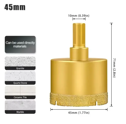  Broca 45mm diamantada de alta performance para perfurações