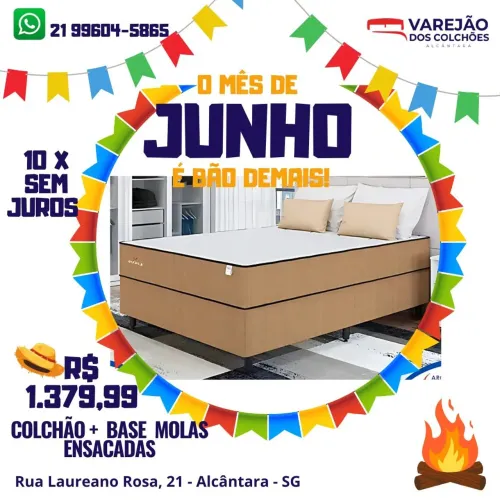 Colchão + Base Molas Ensacadas - Varejão dos Colchões Alcântara sg