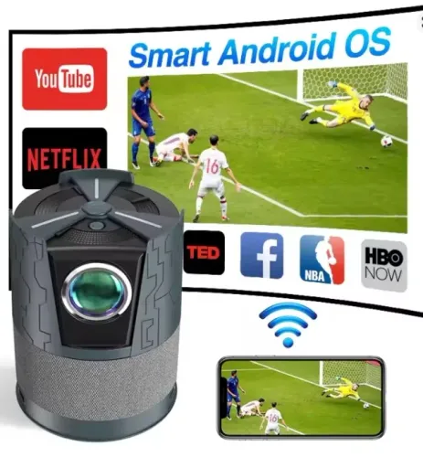 Mini projetor esperto portátil, 4K, 5G, WiFi, Bluetooth, feixe do andróide, HD completo,