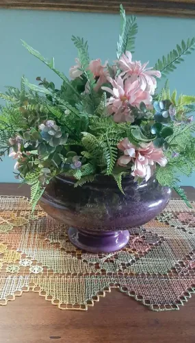 Jarro de cristal Bohemia com flores