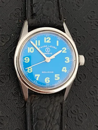 Relógio Favre-Leuba Sea King Cal. 253 Thin Power A corda Vintage Azul