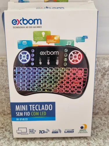 Mini Teclado Sem Fio com LED para Smart TV e TV Box