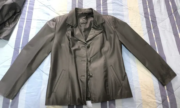 Casaco couro legítimo feminino 