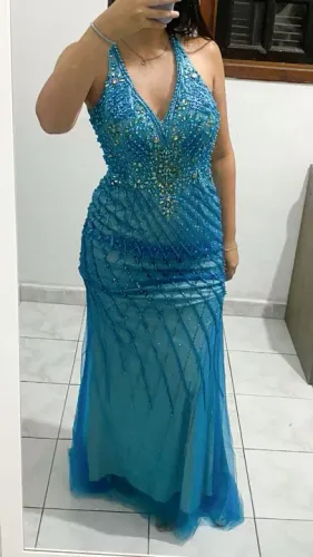 Vestido de Festa Azul Pedrarias