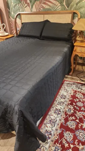 Sofisticado NOVÍSSIMO Cobre Leito - Colcha Cama Queen preta  