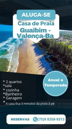 Casa de Praia em Guaibim - Valença - Aluguel