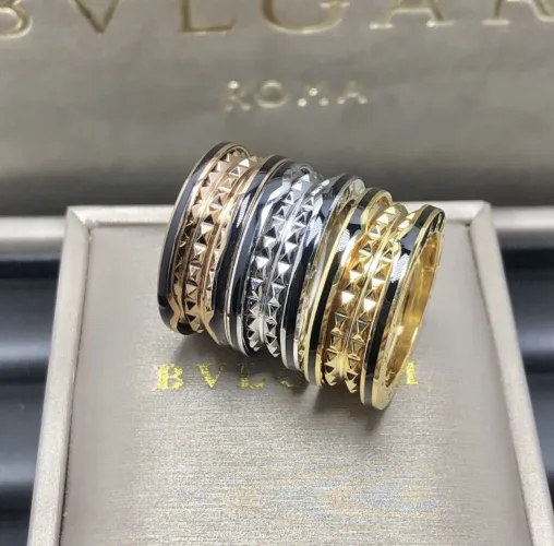 Anel Aliança bvlgari rock fina borda preta novo modelo 