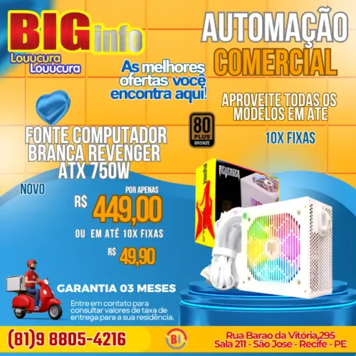 Fonte Atx 750w 80 Plus Bronze Pfc Ativo Bivolt Maximus Branco