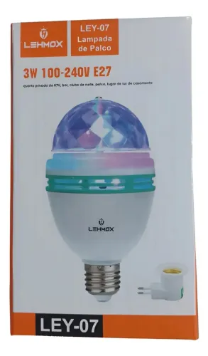 Lampada Giratoria Led Colorida Tipo Bulbo 3w Ley -07 Festas Eventos Diversao Loja Coimbra