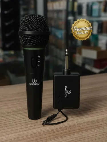 Microfone Dinâmico Sem Fio com Receptor Wireless KAPBOM KA-M86