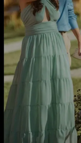 Vestido Longo Festa Verde Água