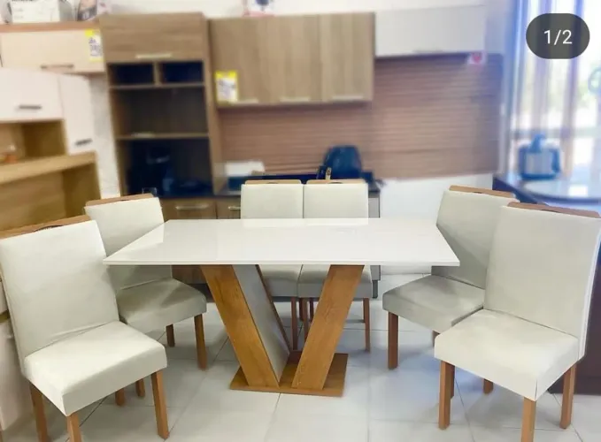 Mesa de Jantar 6 Cadeiras Londres 160x90 - Entrega Imediata!!