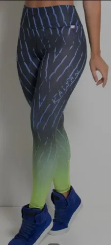 Legging estampada azul e verde