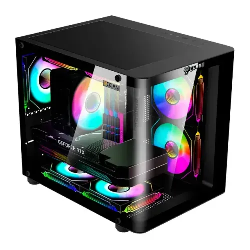 GABINETE GAMER CLANM RODAN, MID-TOWER, VIDRO CURVO TEMPERADO, PRETO, SEM FAN, SEM FON