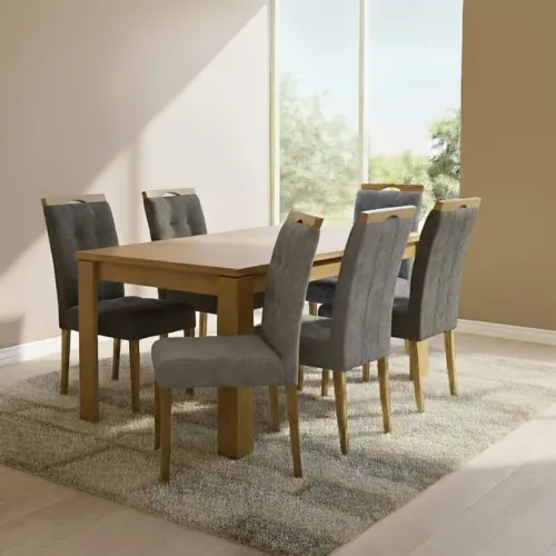 Mesa de Jantar com 6 Cadeiras Sophie Madeira tt43