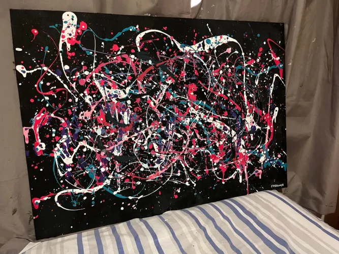 Quadro Abstrato Moderno com Cores Vibrantes