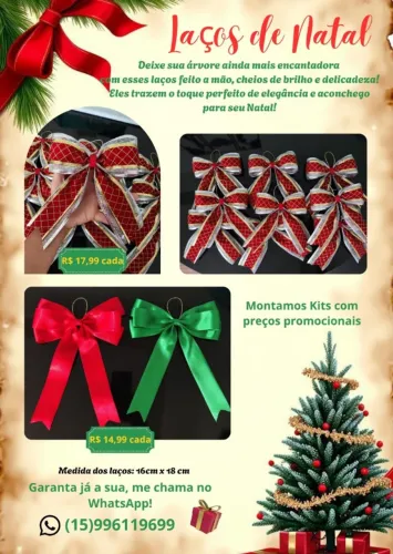 Laços de Natal Lindos Personalizados ! Presente de Natal