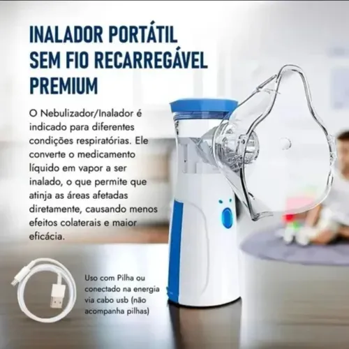 Inalador portátil a pilhas e USB