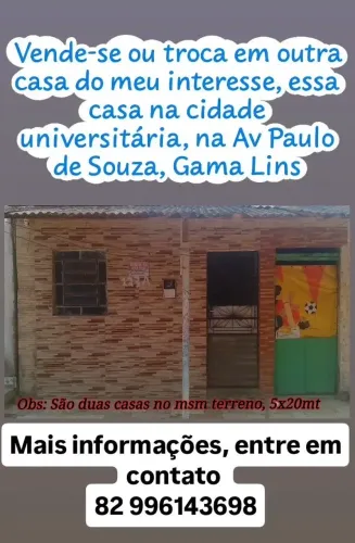 Casa localizada, na cidade universitária, Av Paulo de Souza, Gama Lins