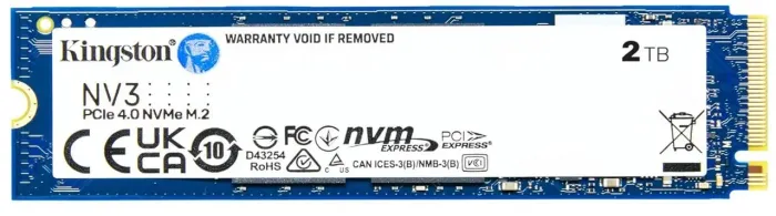 Kingston NV3 2TB M.2 2280 NVMe SSD | PCIe 4.0 Gen 4x4 | Até 6000 MB/s |