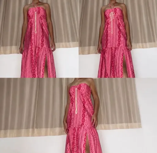 Vestido longo rosa