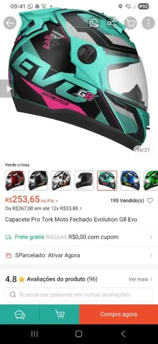 CAPACETE PROTORK G8 NUNCA USADO