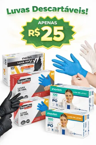 Luvas descartáveis 100 unidades por embalagem - 25 reais cada