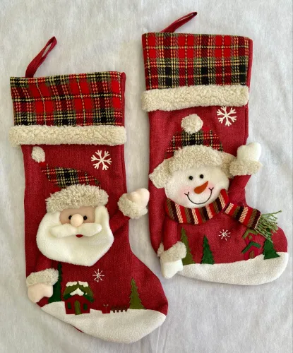 NATAL < Meias Natalinas - Papai Noel e Boneco de Neve (caixa com 2 meias) **NOVAS**