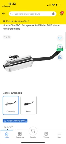 Vendo escapamento Honda XRE 190 