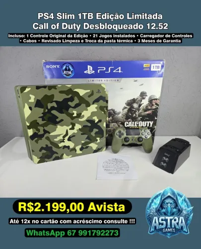 PS4 Slim 1TB Edição Limitada Desb.loqueado 20 Jogos !!!