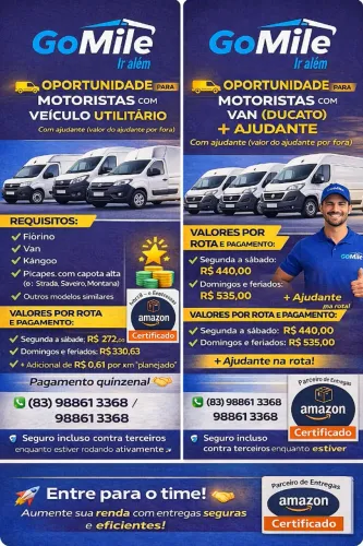 Oportunidades para entregadores 